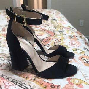 Black Suede Block Heels